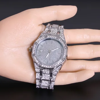 2019 Prabangos Prekės Diamond Žiūrėti Kvarco Hip-Hop Aukso Apyrankės, Laikrodžiai Su Micropave CZ Nerūdijančio Plieno Žiūrėti Laikrodis Relogio Dovana