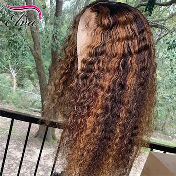 Garbanotas Nėriniai Priekiniai Žmogaus Plaukų Perukai Ombre Spalvos Brazilijos Remy Plaukų 13X6 Nėrinių Perukai Su Kūdikio Plaukų Elva Plaukų Prieš Nupeštos Valsčiaus
