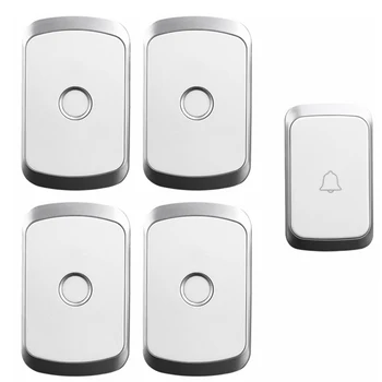 Belaidžio Vandeniui Doorbell 300M Nuotolinio JAV, ES, UK, AS Kištuku LED Blykste Namų Belaidžius Skambina Varpas Varpelių 1 Mygtukų 4 Imtuvai