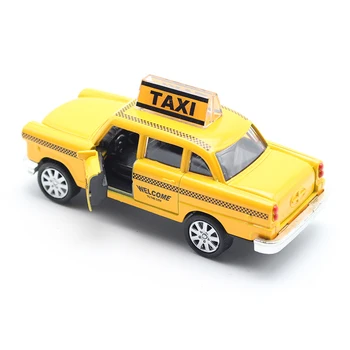 1:32 Diecast Mini Geltona Mirksi Muzikos Traukti Atgal, Taksi Lydinio Automobilį su Garso, Šviesos, Modelį, Žaislai Vaikams, Vaikai