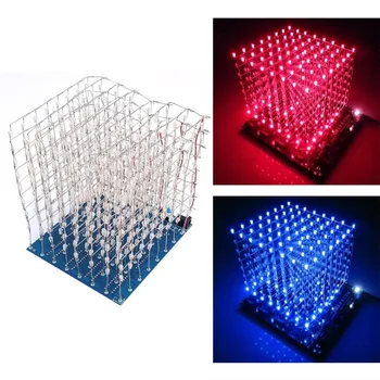 3D LED Šviesos Kvadrato White Blue Ray Kubas 8*8*8 LED Cube 