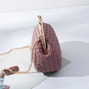 YBYT naujas pynimo mažas messenger maišeliai moterų 2019 preppy stilius mergaičių monetų piniginės mados ponios grandinės pečių krepšiai, sankabos krepšys