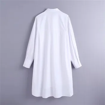 PSEEWE Za Negabaritinių Balti Marškiniai Moterų 2020 M. Rudenį ilgomis Rankovėmis Pritvirtinti Mygtuką Iki Ilgi Marškinėliai Ponios Asimetriškas Hem Atsitiktinis Viršūnės