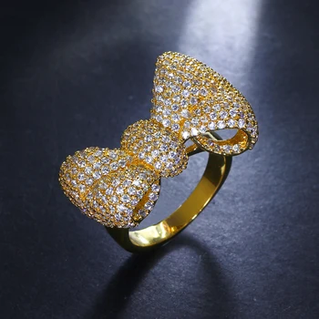 Mielas mielas drugelis piršto žiedą šalies Prabangūs Papuošalai, aksesuarai, Sparkly kristalų moterų žiedai mados moterų papuošalai