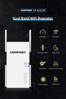 Comfast 2100Mbps Gigabit Dual Band 2.4&5.8 GHz Bevielio WiFi Kartotuvas 4*3dBi Antena Ilgo Nuotolio Wi-fi Stiprintuvas, Signalo Stiprintuvas
