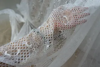 1,5 m pločio, blakstienų nėrinių audinys, ažūrinės figūrinių nėrinių suknelė 
