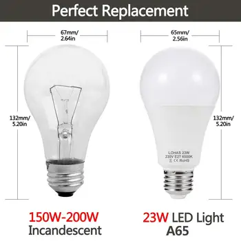 E27 LED Lemputės A21 Edison Varžtas Lemputes 200W Lygiavertis 23W Lempos Dieną Šalta Balta 6000K Super Šviesus 2500Lm Energijos Taupymo 4PACK