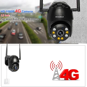 INQMEGA 4G Kamera, WIFI 1080P PTZ Camera Dome 2MP Belaidžio ryšio GSM SIM Kortelė IP Kamera, Apsaugos Lauko CCTV P2P ir SPINDULIŲ Naktinio Matymo 30M