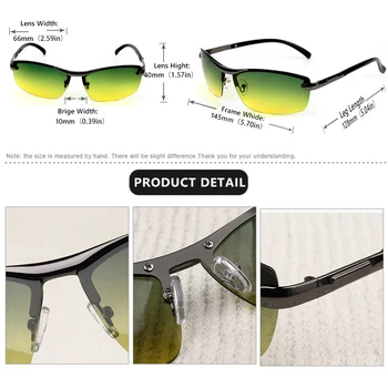 Prekės ženklo Dizainas Dieną Naktinio Matymo Poliarizuoti Akiniai nuo saulės Geltona Vairavimo Saulės akiniai Vairuotojo Saugos Akiniai oculos gafas vizija nocturna