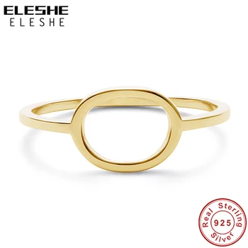 ELESHE Autentiški 925 Sterlingas Sidabro Perfect Circle Žiedas 18K Auksu Piršto Žiedai Moterų Europos Madinga Papuošalai
