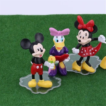 6PCS Disney Animacinių filmų Mickey Minnie Mouse ančiukas Donaldas, Daisy PVC Veiksmų Skaičius, Pyragas Apdaila Vaikams Gimtadienio Dovanos Lėlės, Žaislai