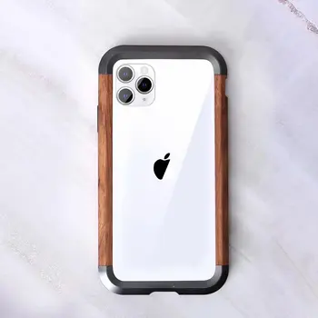 Originalus R-Tiesiog Medienos Bamperis Metalo Case For iPhone 7 8 Aliuminio Rėmas Telefono 