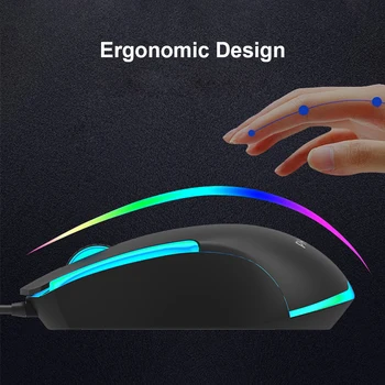 3 Mygtukai Laidinio Optinės Pelės, Nešiojamas Kompiuterio RGB Žaidimų Pelės Nešiojamas Kompiuteris Ergonomiškas Pelės Silent
