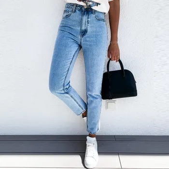 Mados Moterų Plonas Aukštos Juosmens Džinsai Gradientas Ilgai Džinsai Paprastumo Retro Kelnės Mėlynos Seksualus Ruožas Moteris, Džinsai Streetwear джинсы