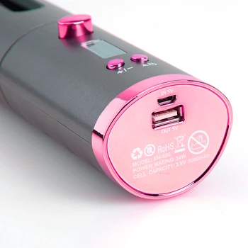 Belaidžio Nešiojamosios Automatinio Garbanoti Geležies Hair Curler USB Įkrovimo LCD Ekranas Garbanotas Mašina su 1 Šukos+2vnt Įrašus +1 Krepšys
