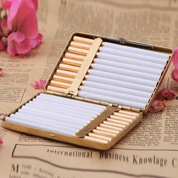 Žalvario Vyrų Cigarečių Dėžutė Tabako Atveju Langelį Talpykla Turėtojas Turi 16 Cigarečių Priedai