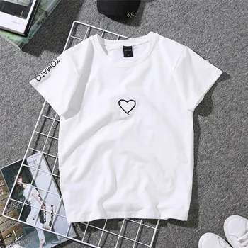 Vasaros nauji trumparankoviai marškinėliai moteriška spausdinimo meilės laišką plius dydis moterų drabužiai