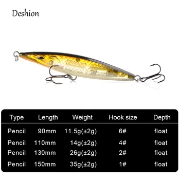 Deshion Topwater Žvejybos Masalas Vaikščioti Šuo Paviršiaus Žvejybos Masalas 90mm 110mm 130mm Ilgio Liejimo Stickbaits