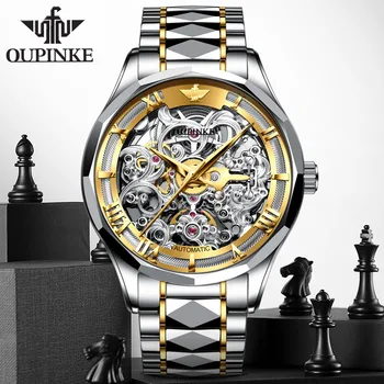 Naujas Tourbillon mechaninis laikrodis vyrams, prabangos prekės ženklo asmenybės verslo vyrų laikrodis visų plieno top aukštos kokybės dovanų žmogus žiūrėti