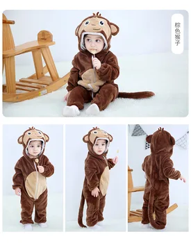 Mielas Animacinių Filmų Flanelė Kūdikiams Fox Triušiai Panda Pižama Medvilnės Baby Berniukas Mergaičių Gyvūnų Kostiumas Kūdikių Jumpsuit Kigurumi Apranga