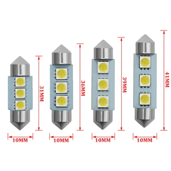20Pcs/Set C10W LED Lemputės C10W Automobilių Priešrūkiniai Žibintai Girlianda Auto Licencijos numerio ženklo Žibintas 31mm 36mm 39mm 41mm Automobilio Duris Šviesos Skaitymo Lemputės
