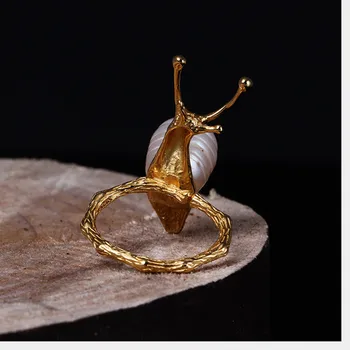 Uglyless Nekilnojamojo 925 Sterlingas Sidabro Sraigė Piršto Žiedai, Moterų Perdėtai Dizainerio Baroko Perlai Atidaryti Žiedas Aukso Fine Jewelry
