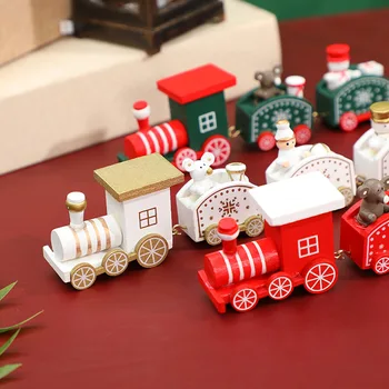 5 Mazgai Mažas Kalėdų Traukinys Mediniai Ornamentu Kalėdų Dekoracija Namuose Santa Claus Vaikams, Žaislai Mielas Naujųjų Metų Dovanos Navidad 2021