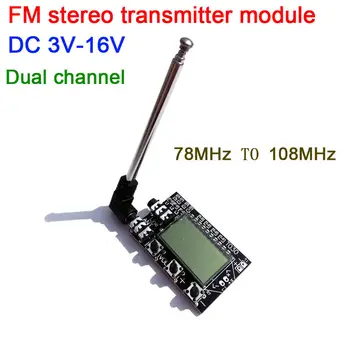 Skaitmeninis LCD 2 kanalų FM stereo siųstuvas valdybos belaidžio garso perdavimo fm 78MHz į 108MHz modulis su antena