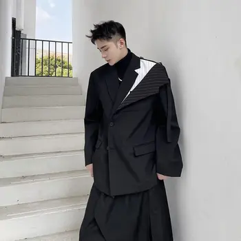 IEFB Vyrų juoda madingas kostiumas kailis dizainerio drabužius singble krūtinėmis juoda balta kratinys kilnojamojo priekiniai sportiniai švarkai (bleizeriai) naujas 9Y4395