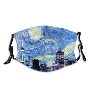 Žvaigždėtą Naktį Toronto Van Gogh Horizontai Iliustracija Daugkartinio naudojimo Madinga Burnos, Veido Kaukė Anti Įrodymas, su Filtrais Poliesteris Apsauga