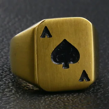 Valily Vyrų Ace of Spades Žiedas Sidabro, Nerūdijančio Plieno, Klasikinis Pokerio Širdies Dviratininkas Žiedas Vyrams Matinis, Žiedai, Papuošalai Didmeniniams