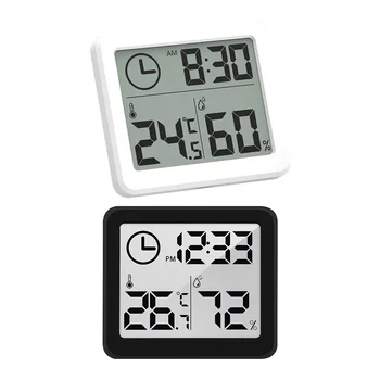 LCD Laiko Darbalaukio Stalo Laikrodžiai Ultra Plonas Termometras su Drėgmėmačiu Metrų LCD Ekranas Patalpų Drėgmės Stebėti Laikrodis