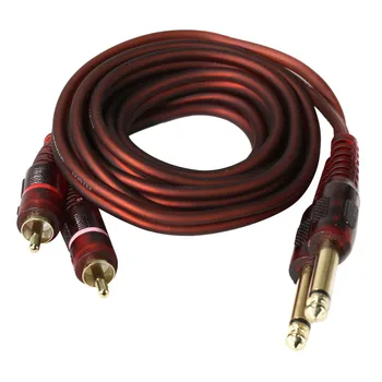 2 Vnt Dual 6.35 mm Audio 2RCA Papildomas Stereo Y Splitter Cable (5ft)