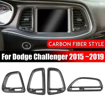 4pcs/set ABS Oro Angos Dangtelį Anglies Pluošto Stiliaus Oro Kondicionavimo Angos Apdaila Dodge Challenger m. 2016 m. 2017 m. 2018 m. 2019 m.