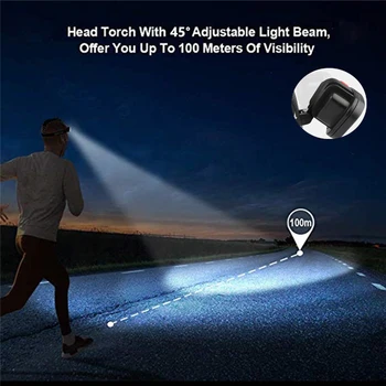 200m Ilgio Apšvietimo Atstumas Plataus Kampo COB LED Žibintų Naudojimas 2x18650 Baterija Žibintas USB įkrovimo Žibintai Žygis Lauko