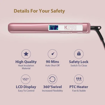KIPOZI Plaukų ištiesinimo priemonės Profesionali Plaukų Priemonė LCD Ekranas 2 In 1 Plaukų Geležies Dvigubos Įtampos Adjustbale Temperatūra Hair Curler