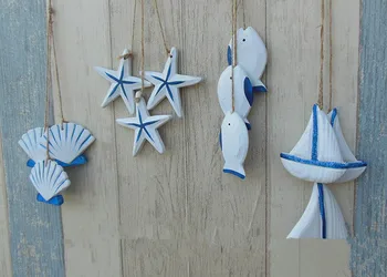 3pcs/daug Viduržemio jūros Žvaigždė Žuvų Jūrmylių Dekoro Pakabinti Puošia Amatų Medienos Žuvų/dekoruoti jūrų pakabukas Namų Puošybai