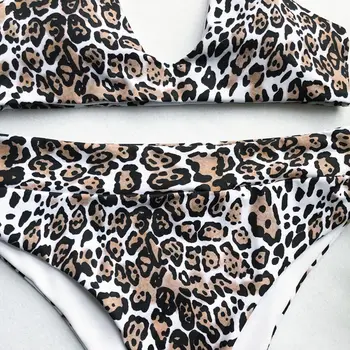 Nauja Seksuali Bikini Moterims maudymosi kostiumėlį Strappy High Waisted Maudymosi Kostiumai Plaukti Leopard 