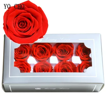 YO CHO 8PCS/Box Rose Amžinąjį Gėlių 5cm Konservuoti Šviežių Gėlių Raudona Rožė Valentino Dienos Dovana Vestuvių dieną, Motinos Dieną Gėlių Dekoras