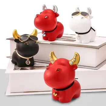 Mielas JAUTIS Gyvūnų Modelio Statula Figūrėlės Dervos Karvė Miniatiūriniai Amatų Ekranas Pelėsių Ornamentu Namų Stalo Biuro Apdailos