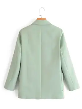 Zevity Naujas moterų vientisos spalvos pleistras kišenės švarkas office ponios ilgomis rankovėmis krūtinėmis kostiumai priežastinis stilingas outwear kailis viršūnes C513