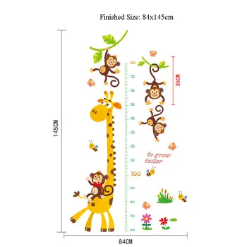 Animacinių filmų Žirafa Beždžionių Gyvūnų Sienų Lipdukai Aukštis Valdovas Priemonė, Vaikų Kambarys, Vaikų Kambarys Darželio Šalies Dailės Freskos Plakatas