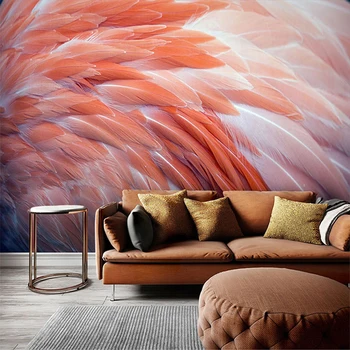 Custom Foto Tapetai Šiaurės 3D Flamingo Plunksnų Sienų Tapybos Miegamasis, Gyvenamasis Kambarys Sofos Fone Namų Dekoro, Sienų danga