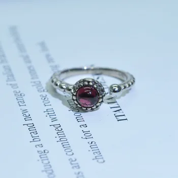 MH Natūralus raudonasis granatas Turas 5.0 mm akmuo Retro kolonėlė žiedas 925 Sterlingas Sidabro Fine Jewelry šalis gimtadienio moterų Dovana