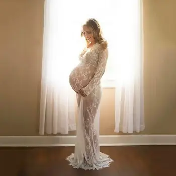 2020 Nėštumo Suknelės Išgalvotas Fotografavimo Nuotraukų Nėščioms, Drabužiai, Fotografijos Rekvizitai Maxi Nėrinių Motinystės Suknelė Motinystės Drabužiai