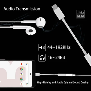 USB C iki 3,5 mm Skaitmeninio Garso Stereo Ausinių Lizdas 24 BITŲ HD Adapteris, skirtas 