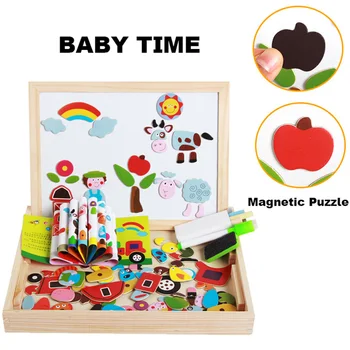 Kūdikių Ankstyvojo Švietimo Žaislai, Mediniai Magnetiniai Daugiafunkcinis Švietimo Vaikai Vaikai Dėlionės Piešimo Lenta