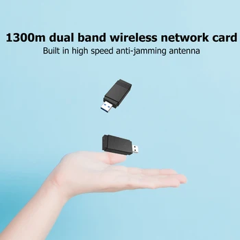 2.4 GHz/5.8 GHz Dual Band USB Wireless Bluetooth Dongle WiFi 5.0 1300Mbps Tinklo Kortelės Adapterį įmontuota Dviguba Antena NC99