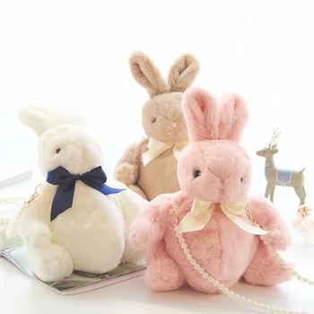 Japonų Stiliaus Super Mielas Pliušinis Triušis Maišelį White Pink Bunny Žaislas Pearl Grandinės Merginos Kuprinė Naujųjų Metų Dovana Draugei