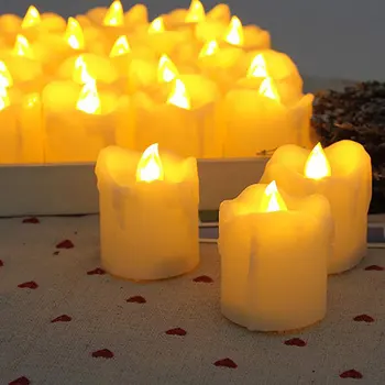 12pcs Flameless Žvakės Laikmatis/Elektros Gintaro Geltona Žvakė LED Arbata Šviesos Namuose Vakarienės Kambario Šalis Dekoras/Didelis Votive Žvakės